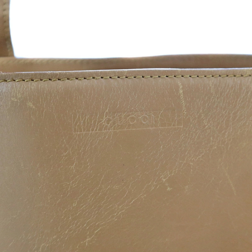 GUCCI Tote Bag Shoulder Handbag Leather Logo Camel Tan Brown Daily - Picture 9 of 11